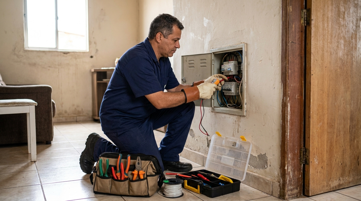 Eletricista e suas ferramentas em Atibaia‑SP